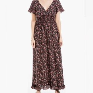 MAX STUDIO Floral Flutter Sleeve Maxi Dress